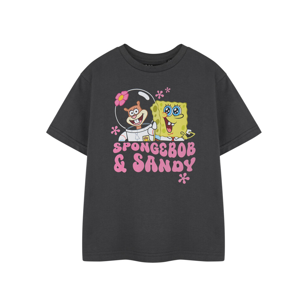 Spongebob Squarepants (9-10 Years) Short Sleeved T-Shirt (Girls Grey)