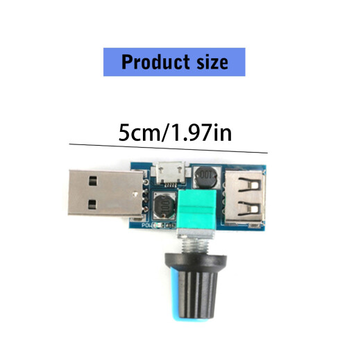 USB Fan Stepless Speed Controller Regulator with Switches Speed Module 4-12V 5W 1