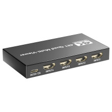 4K -Compatible Quad Screen Multiviewer 1080P 4 in 1 Out Multi Viewer Seamless Switcher 9 Display Modes for PC Camera