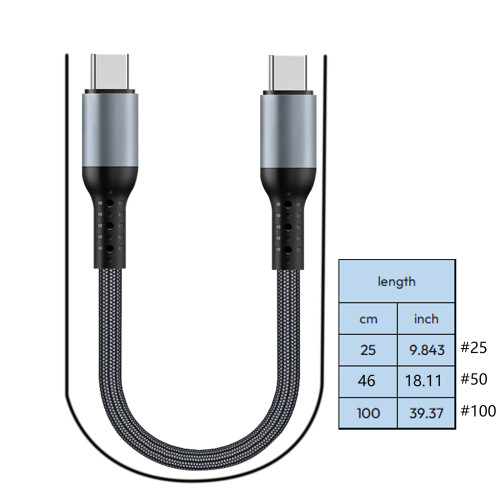 60W Type C Charging Cable PD60W 480Mbps Fast Speed Data Transfer USB C Cord 25cm elbow 1