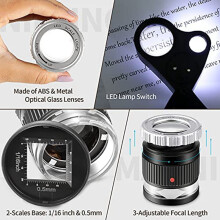 2Pcs Loupe Magnifier,30X 60X Illuminated Loupe Magnifier with LED Light Magnifying Glass Eye and 30X Loupe Magnifier A