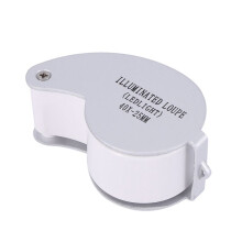 2pcs 40 X 25mm Glass Lens Jeweler Loupe Magnifier with LED-Silver