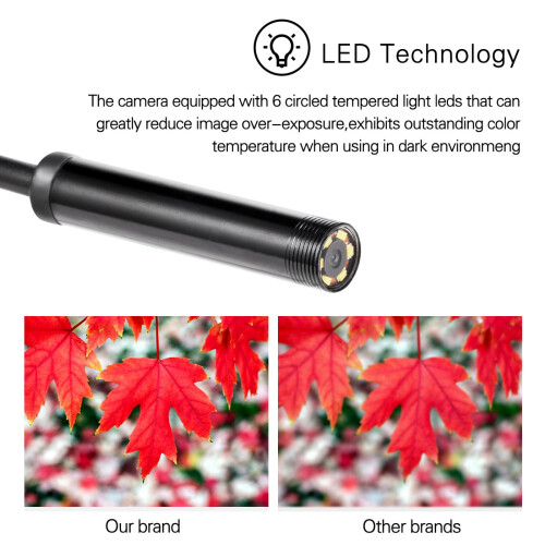 Endoscope Camera with Light Borescope with 6 Adjustable LED Lights Waterproof 5m 2