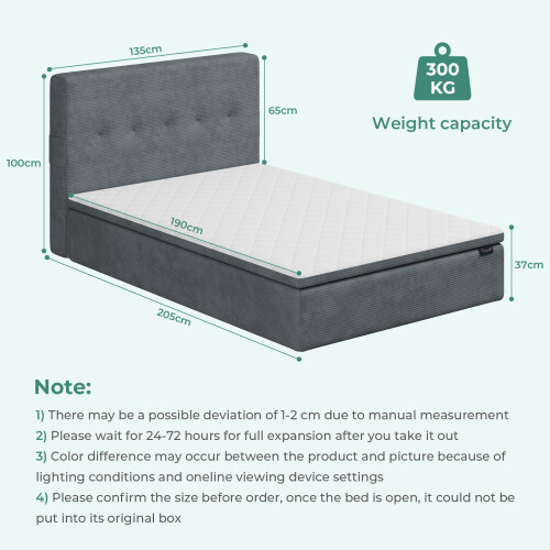 Vesgantti (Double(135x190cm)) Bed with Mattress 1