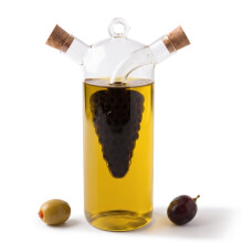 GEEZY 2 in 1 Oil and Vinegar Dispenser Glass Olive Oil Bottle Double Pourer with Cork