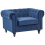 Beliani Armchair CHESTERFIELD Velvet Navy Blue 1