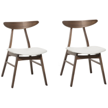 Set of 2 Dining Chairs LYNN Wood Dark Brown/ White
