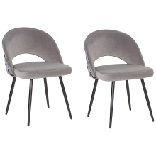 Set of 2 Dining Chairs VIVIAN Velvet Grey