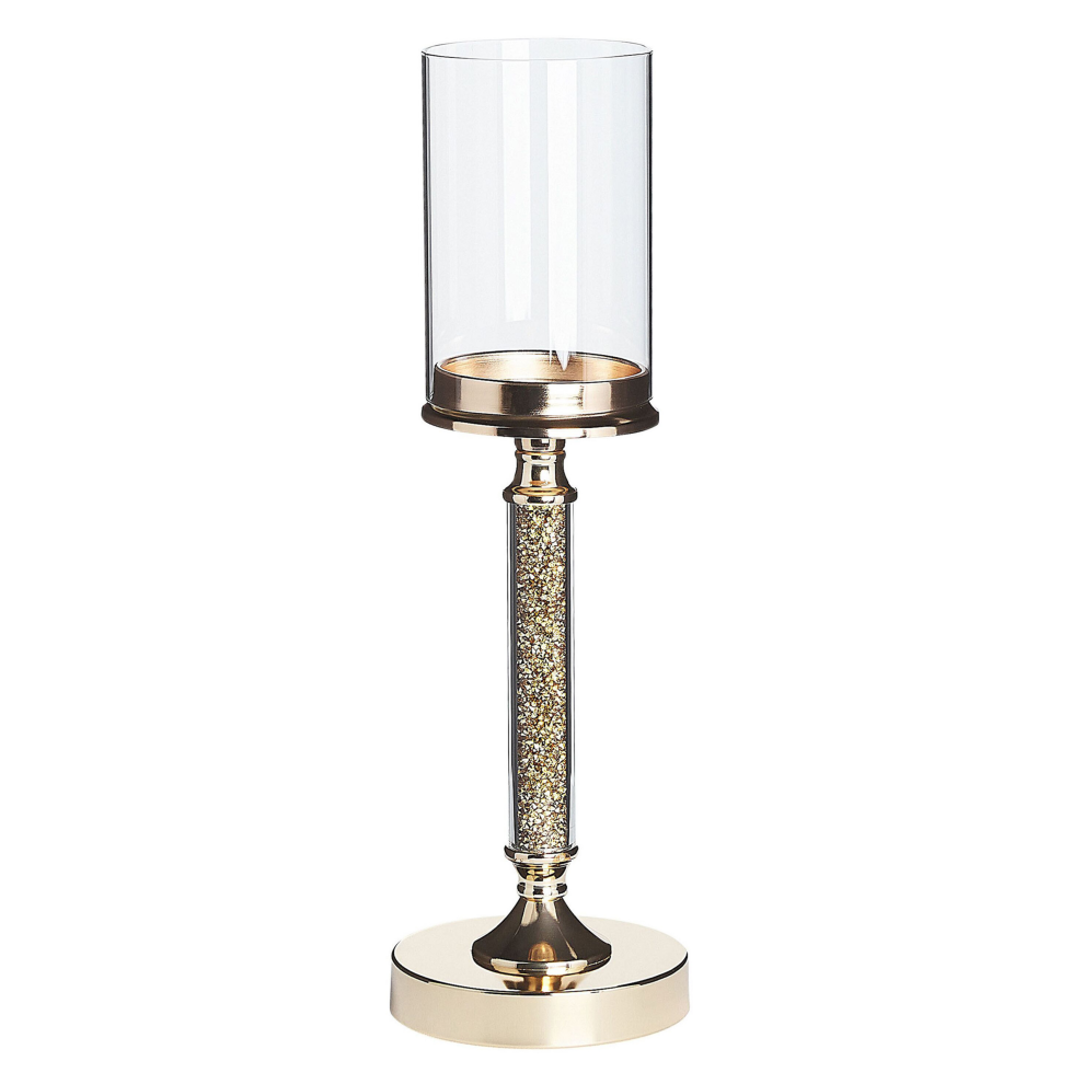Beliani Candle Holder Abbeville Glass 41 Cm Gold