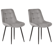 Set of 2 Dining Chairs MELROSE Velvet Light Grey