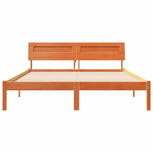 VidaXL vidaXL Bed Frame with Headboard Wax Brown 150 x 200 cm Solid Pine Wood 2