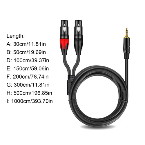 3.5mm to 3Pin Double Female Shielding Cable for Auditory Device Connection 5m 2