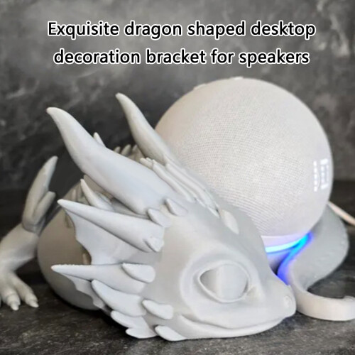 3D Printed Dragon Stand Desktop Display Holder Stand for 4/5 Speakers White 2