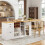 (White, MDF) 3-Drawer Sideboard with Wine & Snack Rack 2