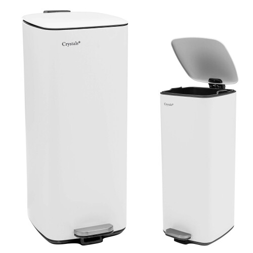 30L Stainless Steel Pedal Bin - White