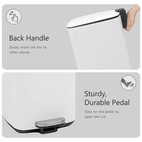 30L Stainless Steel Pedal Bin - White 1