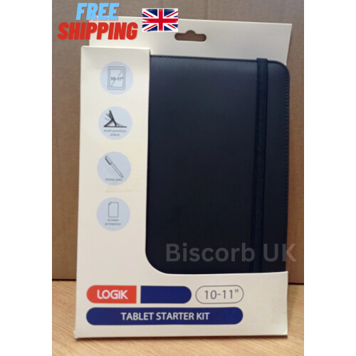 Logik Logik 10"- 11" Tablet Case Starter Kit Screen Protector Cleaning Cloth Stylus