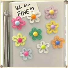 10 Piece Cartoon Colorful Flower Decoration Refrigerator Magnet, Suitable for Kitchen and Home Decoration