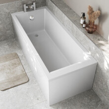 Modern Bathroom Single Ended 1800 x 800mm Straight Bath Square Acrylic White