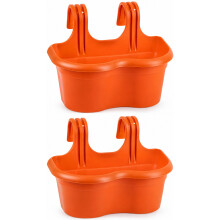 2 x Hanging Railing Planter Balcony Flower Pot Trough Garden Fence Rail Basket