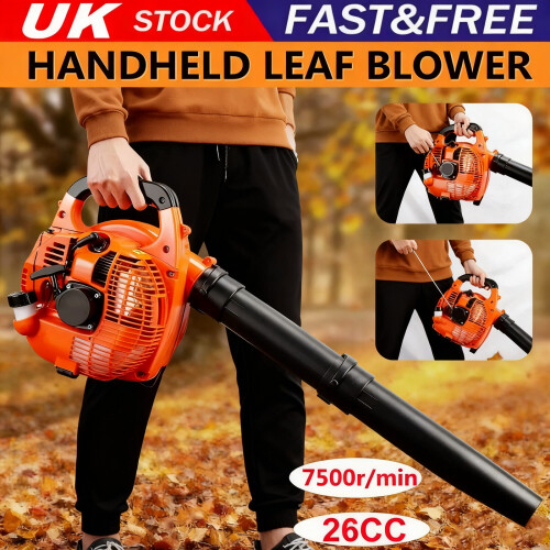 Garden Yard Handheld Petrol Leaf Blower Powerful 26cc 2-Stroke Air Cooled Engine