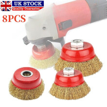 8 x Wire Cup Brush Wheel 75mm 3" for Angle Grinder M14 Crimped Brass Coated UK