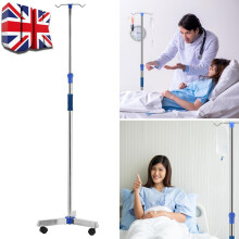 Adjustable IV Pole Stainless Steel IV Drip Stand With Wheels For Home Clinic A