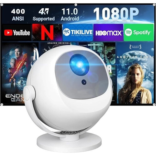 Smart Projector 4K Support Mini Portable Projector with 360 Rotatable with Wifi
