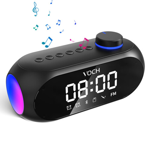 VOCH Digital Clock Bluetooth Speaker with RGB Lights Portable Wireless Speaker
