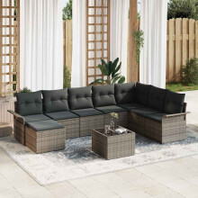 vidaXL Gartensofa-set 9 stk. Schwarz Poly Rattan