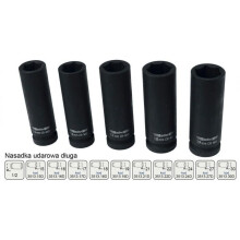 Soquete longo de impacto ADLER 6 faces 1/2" tamanho 24 mm
