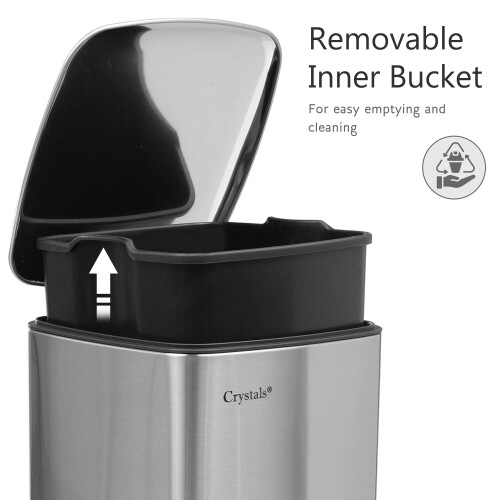 30L Square Pedal Bin with Soft-Close Lid 2