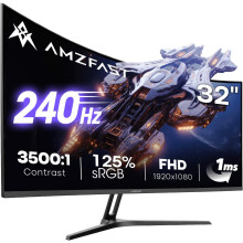 Amzfast 32 Inch Curved Gaming Monitor - 240Hz, Full HD 1920x1080P, 1ms MPRT, Adaptive-Sync, 3500:1 Contrast