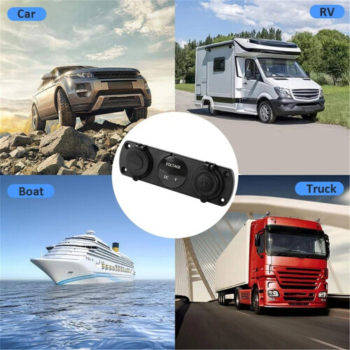 Fast Mobile Power Lighter Socket Charger 12-24V Voltmeter Double USB Car Charger Red 1