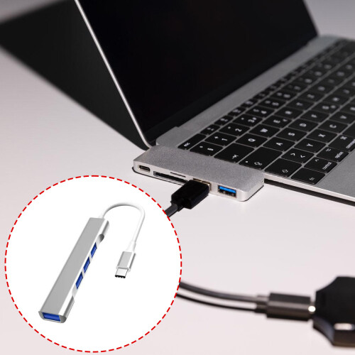 USB C HUB 4 in 1 USB C/USB Adapter Docking Station with 3xUSB2.0+1xUSB3.0 Grey usb to 4usb 2