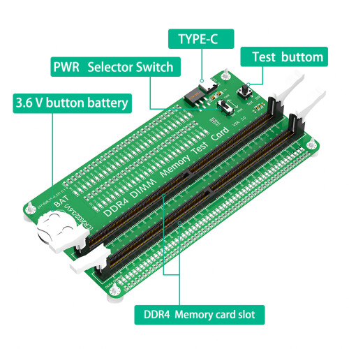 DDR4 DIMM Memory Tester Testing Diagnostic Card With LED Indicators for Desktop 2