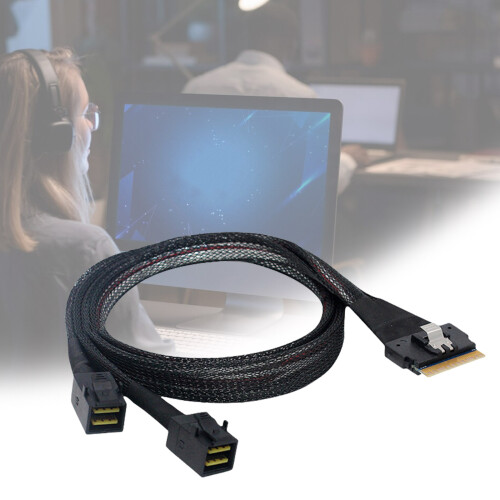 SFF8654 8i to 2x SFF8643 Data Cable Support SLIM SAS4.0 Fast Speed for Server 0.8m 1