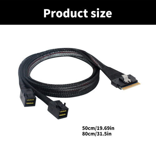 SFF8654 8i to 2x SFF8643 Data Cable Support SLIM SAS4.0 Fast Speed for Server 0.8m 2