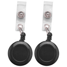 2X Retractable Yo Yo Porte-Cles CHAiNE Ceinture Card Holder Clip ID PULL Forfaits de Ski - Noir