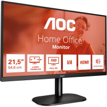 AOC 22B2H - 22 inch FHD Monitor, 75Hz, VA, 7ms Frameless design, Tilt, lowBlue Mode, Flicker Free (1920 x 1080 @ 75Hz, HDMI/VGA)