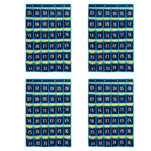 4X 36 Numbered Pockets Chart Cell Phone Hanging Storage Bag for Classroom Mobile Phone Calculator Holders