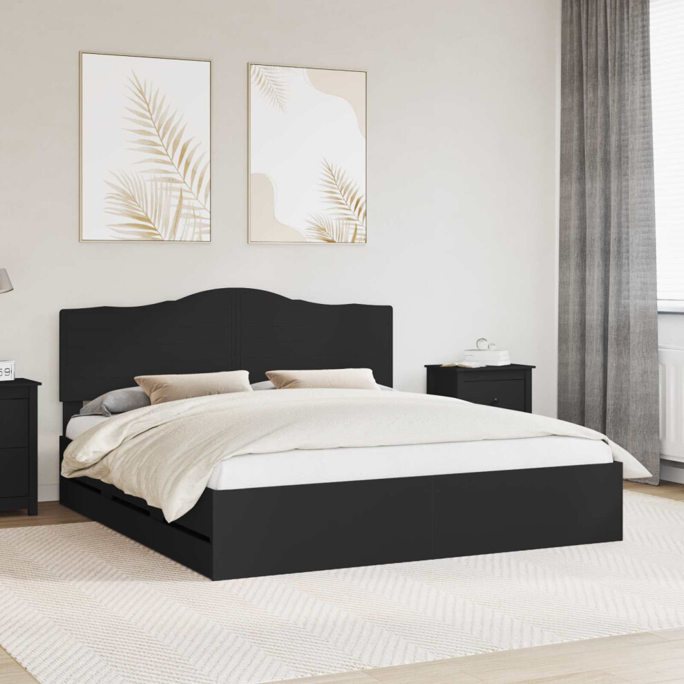Vidaxl Bed Frame With Drawer Black 200 X 200 Cm Engineer Wood