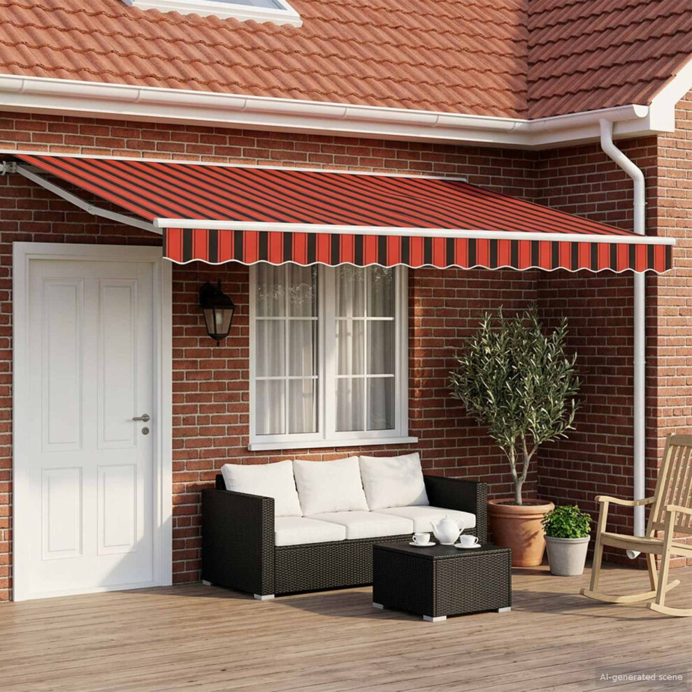 Vidaxl Manual Retractable Awning Orange, Black And Yellow 5 X 3.5 M