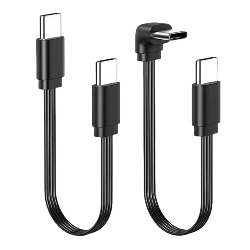 Flat Type C Cable USB C Male/Female Support Fast Chargin &480Mbps Data 0.2m single elbow 1