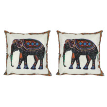 2X Indian Knitted Elephant Cotton Linen Throw Pillow Case Cushion Cover Decor