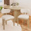 Set of 4 Solid Wood Dining Chairs - Natural Boucle 1
