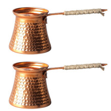 2X Turc Cafetière Machine à Café Pot à Moka 3 Personnes 200 ML Cuivre Fait à la Main Accessoire Cadeau Décoratif de Haute Qualité