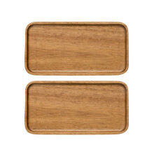 2X Plateau de Service En Acacia, Plaque de Fond Plate Rectangulaire En Bois Massif, Assiette de Fruits, Soucoupe,Petite