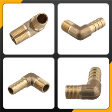 8mm Hose x 3/8" Male Thread 90 Degree Brass Elbow Barb Coupler Connector