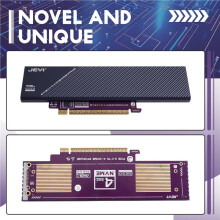 JEYI 4 Bay PCIe 5.0 X16 to M.2 NVMe Expansion Card PCIe 5.0 X16 Quad NVMe  Adapter Card 512Gbps 4-Slot NVMe  Card